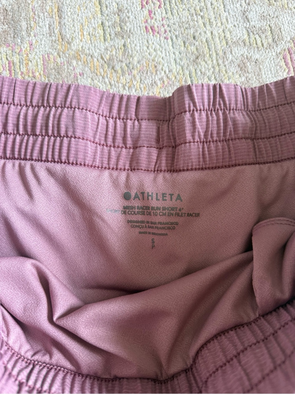 athleta mesh racer run short tawny rose/grecian rose - Picture 2 of 4